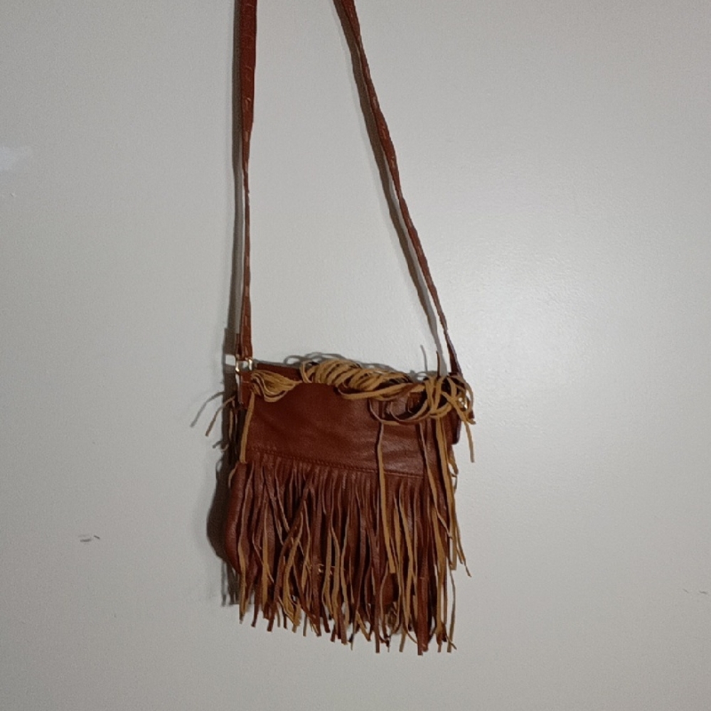 STEVEN MADDEN Fringe Crossbody Bag in Brown - Boho Faux Leather Shoulder Bag
